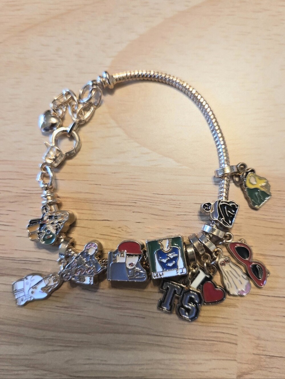 NWOT Taylor Swift Inspired Eras Tour Charm Bracelet Goldtone Lobster Claw Clasp